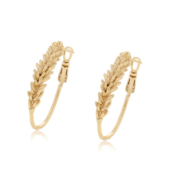 Spike Hoop Earrings 14k Gold Plated Luxury Jewelry - Picture 1 of 10